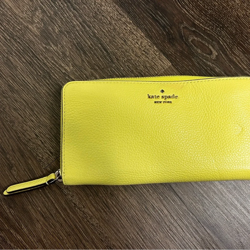 Kate Spade Accordion‎ Zip Around Leather Wallet Yellow
